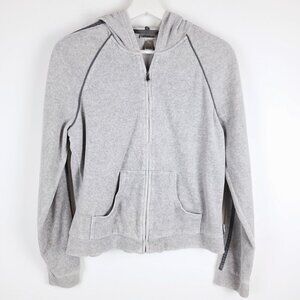 Express L Velour Vintage‎ track jacket Gray & dark Gray stripes Full zip Hooded